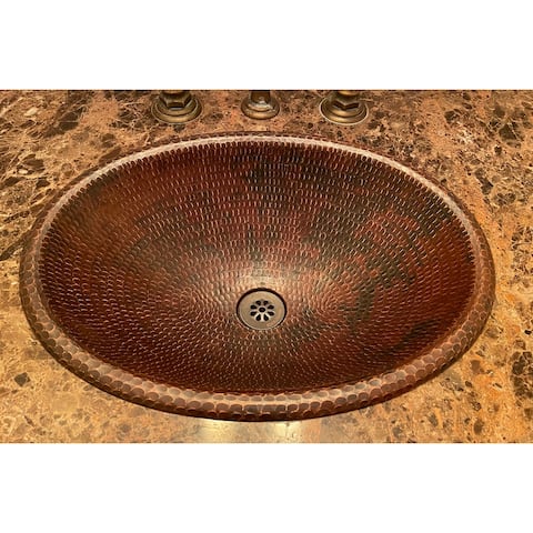19-in Oval Self Rimming Hammered Copper Sink (LO19RDB)