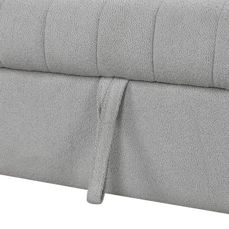 82.6" L-shaped Sectional Pull Out Sofa Bed Sleeper Sofa with Two USB Ports, Two Power Sockets and a Movable Storage Ottoman