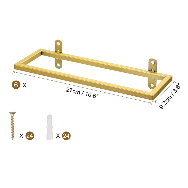 6Pcs Wine Rack Wall Mounted Wall Wine Bottle Holder Display Iron Stand - Gold