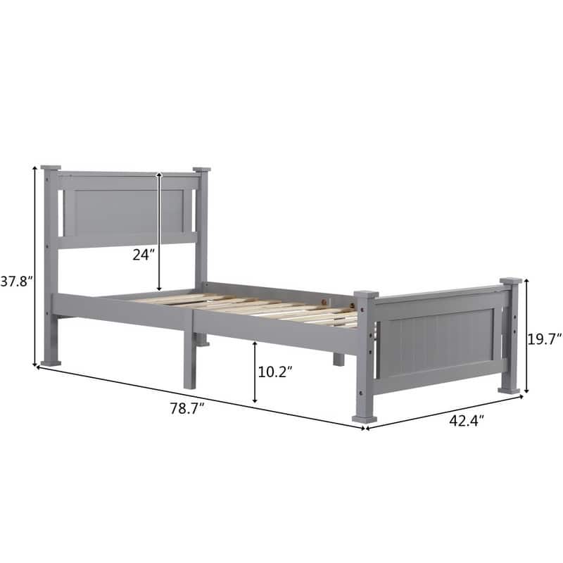 Vertical Decorative Core Bed Frame Grey Full/Twin - Twin