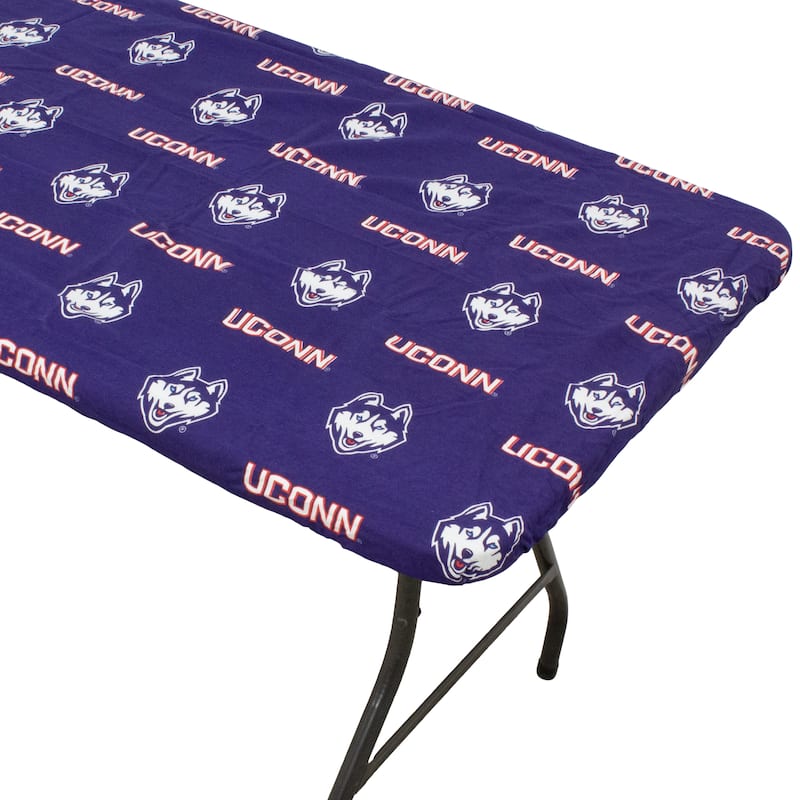 Connecticut Huskies Tailgate Fitted Tablecloth, 33" x 33", Card Table - 96" x 30", 8 ft table
