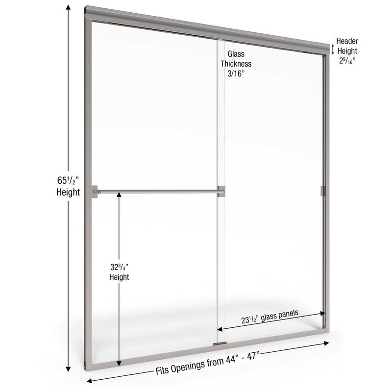 Basco Classic 65-1/2" High x 47" Wide Bypass Framed Shower Door with