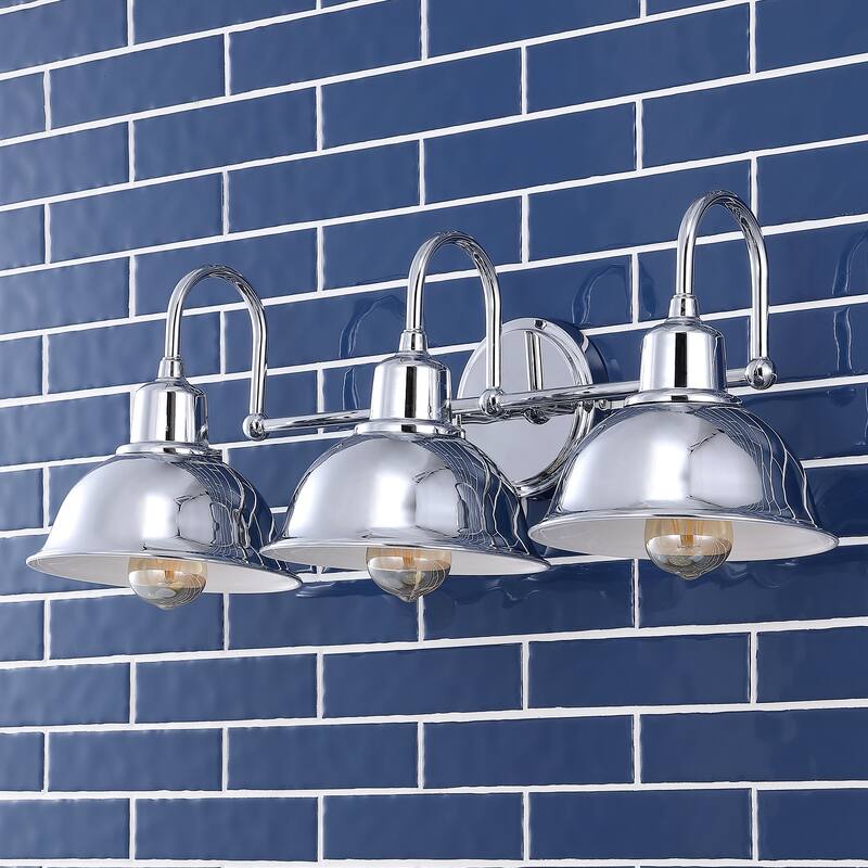 Frisco Farmhouse Industrial Iron LED Vanity, Chrome by JONATHAN Y