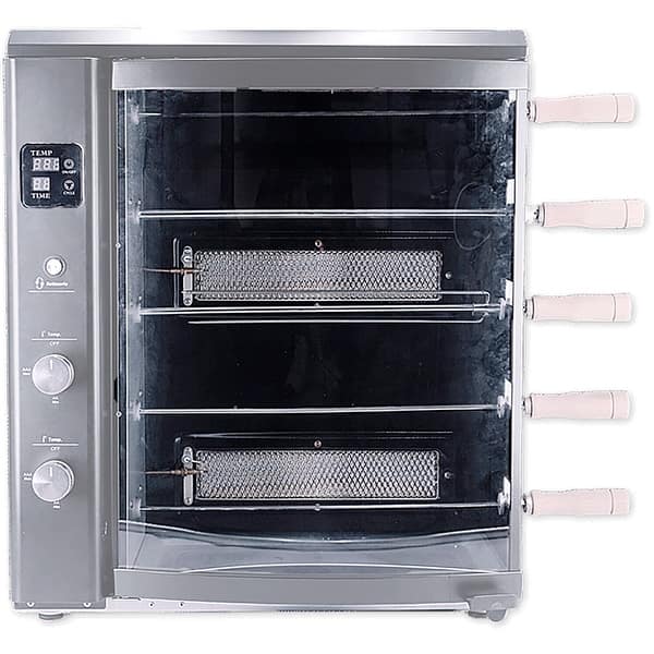 Brazilian Flame Brazilian Gas Rotisserie Grill with 5 Skewers, Silver