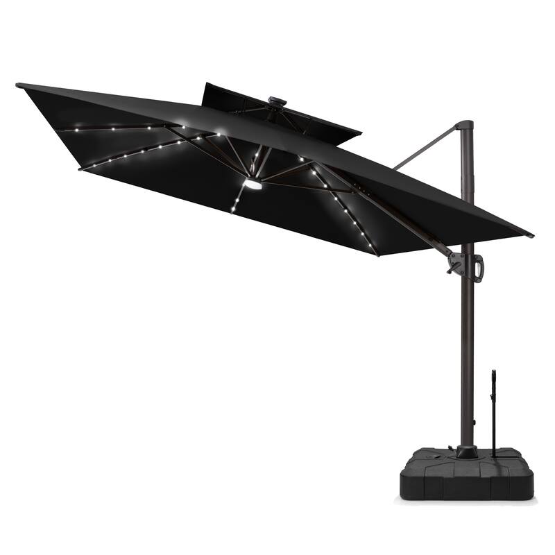 Outdoor Patio 10 x 13 FT Aluminum Cantilever Umbrella Double Top with Rod Base