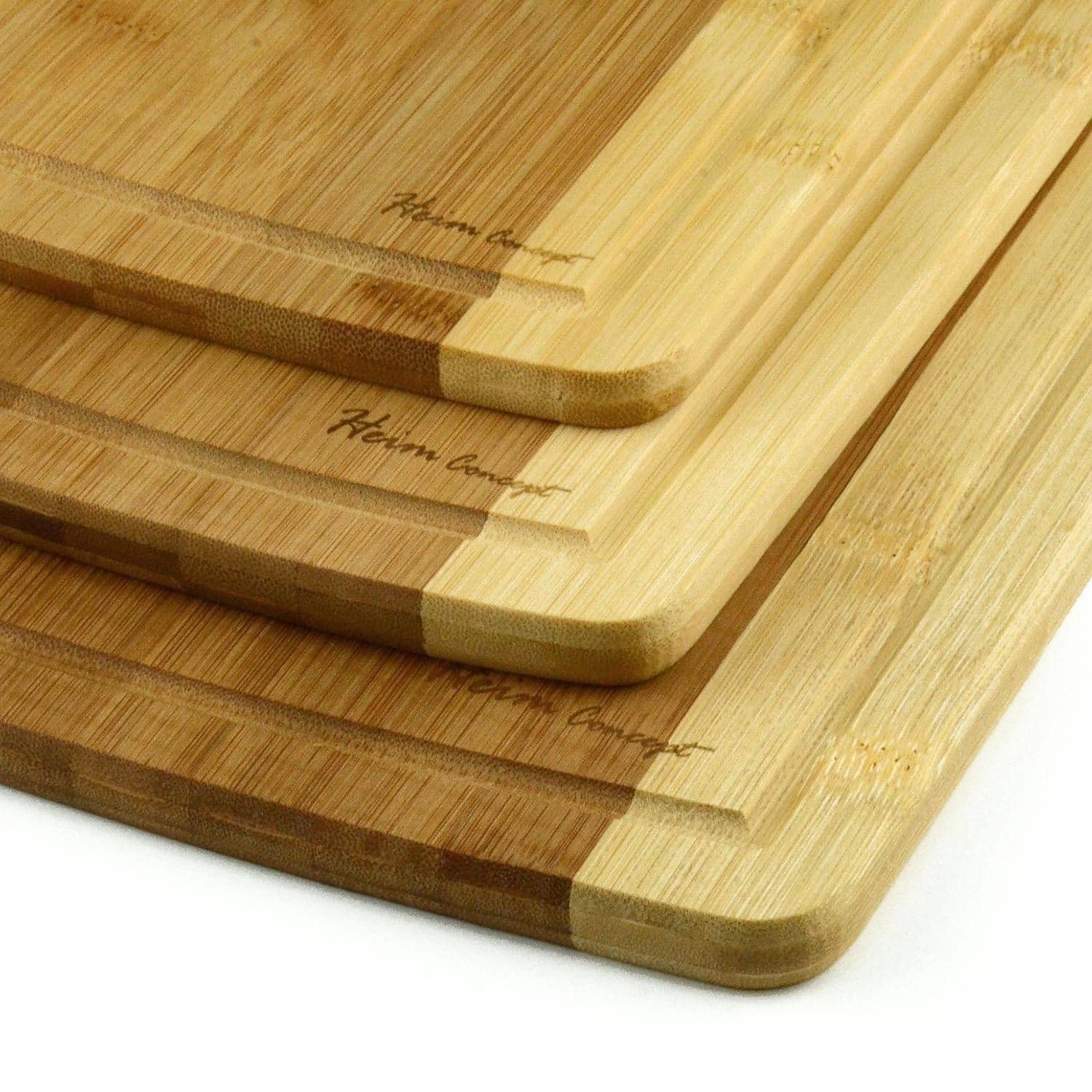 3piece Cutting Board Set Bamboo Cutlery Chopping Board Set with Drip