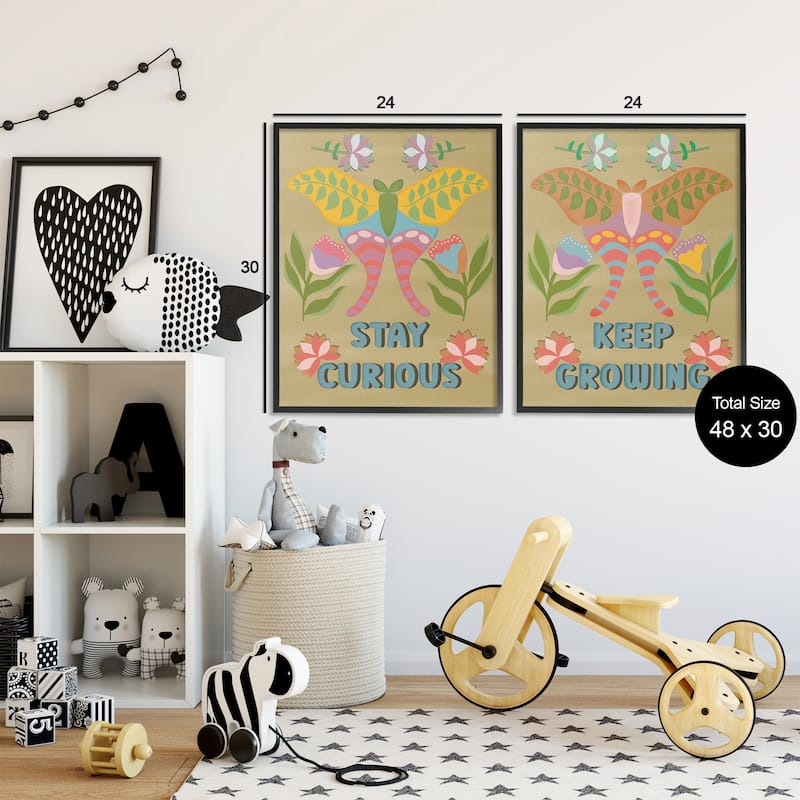 Stupell Stay Curious & Keep Growing Framed Giclee Art Design By Julia Fox (Set of 2)