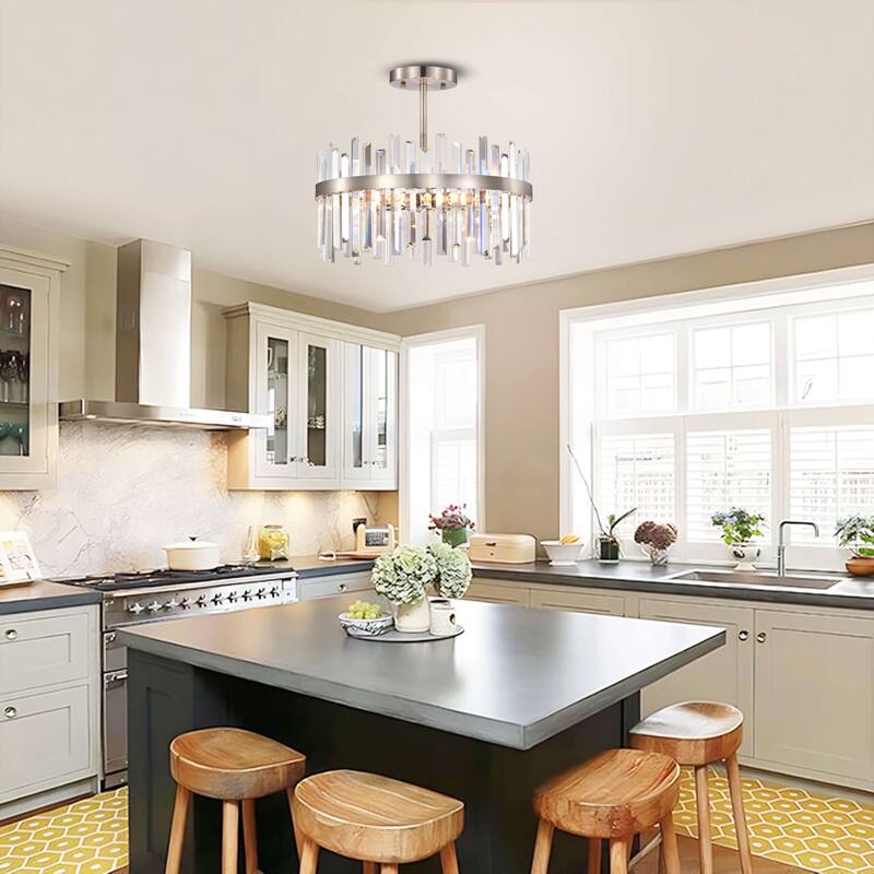 Casandra 5-Light Drum Crystal Glass Flush Mount.