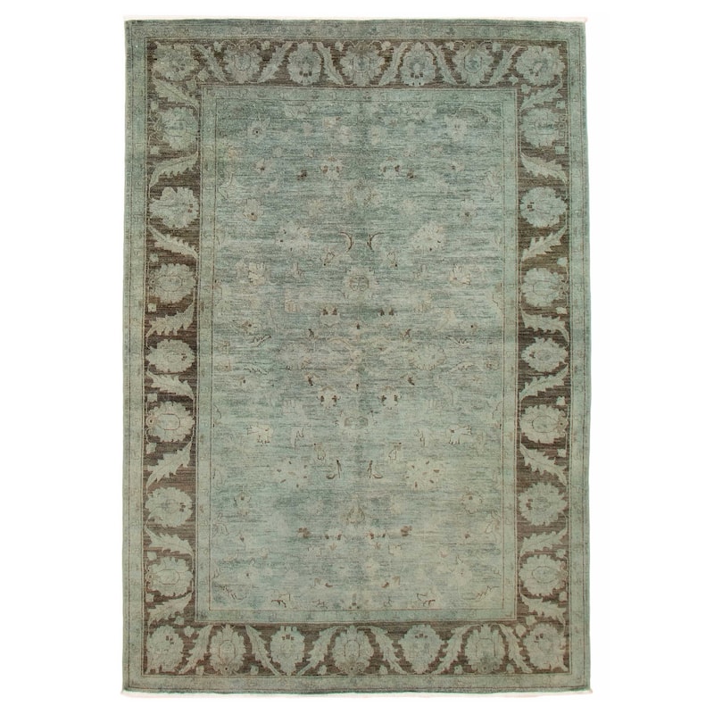 ECARPETGALLERY Hand-knotted Vibrance Teal Wool Rug - 6'1 x 9'1 - Teal - 6'1 x 9'1