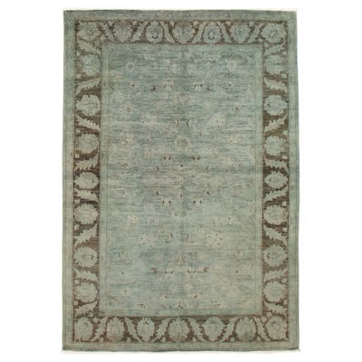ECARPETGALLERY Hand-knotted Vibrance Teal Wool Rug - 6'1 x 9'1