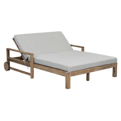 1-Piece Farmhouse-styled Wooden Outdoor Sunbed, Outdoor Daybed Seating 2 People for Poolside, Garden and Backyard