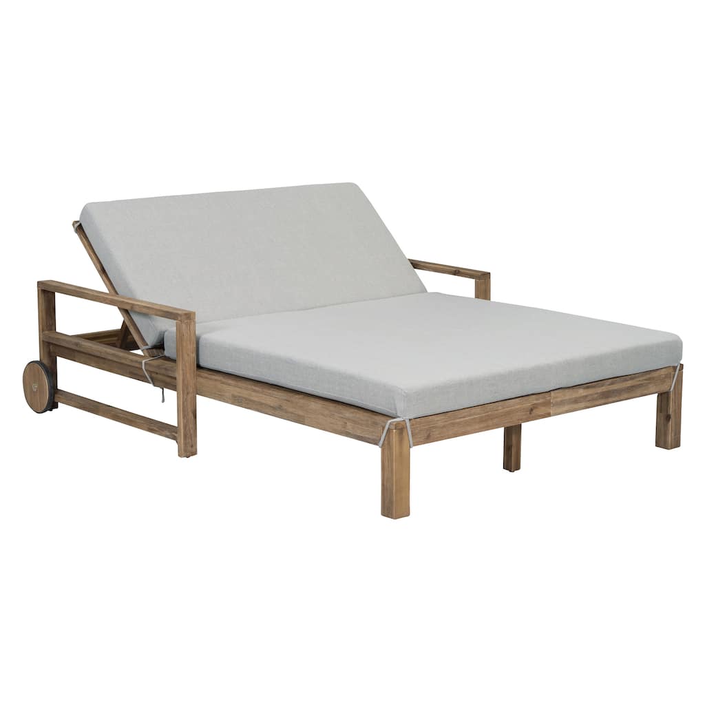 Farmhouse Acacia Wood Sunbed with Adjustable Backrest