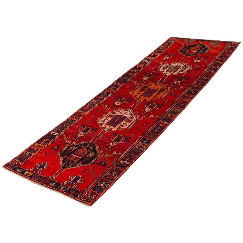 ECARPETGALLERY Hand-knotted Melis Vintage Red Wool Rug - 4'1 x 12'8