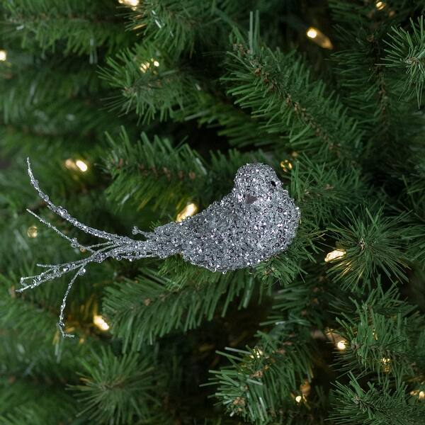Shop 6 5 Silver Sequined Bird Christmas Ornament Decoration Overstock 30106463