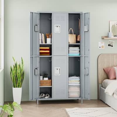 2 Tier Metal Lockers with 6 Doors for Employee School Gym