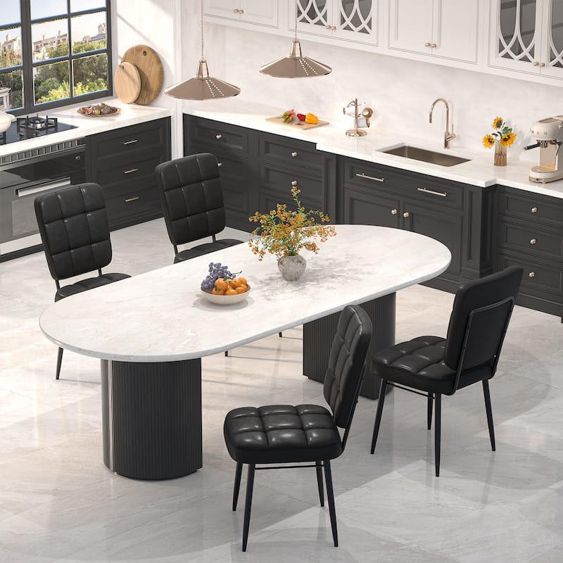 Modern Dining Chairs Set of 2/4/6/8, Upholstered Kitchen Chairs with Thick Cushion for Dining Room - Set of 4 - Classic Black