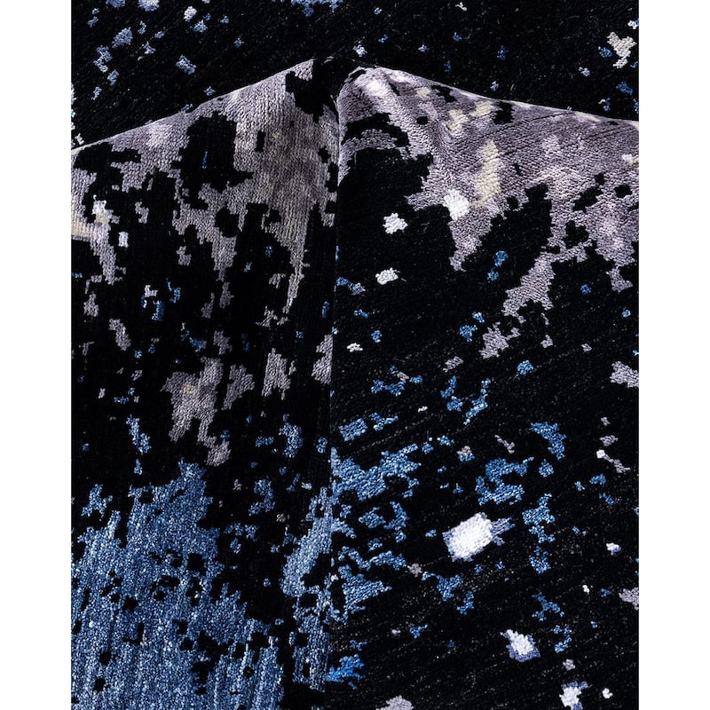 Ikat One-of-a-Kind Hand-Knotted Area Rug - Black, 8' 2" x 10' 0" - 8' 2" x 10' 0"
