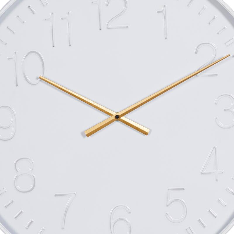 Metal Round Wall Clock - White - Roche River Decor - 2"W x 24"L x 24"H