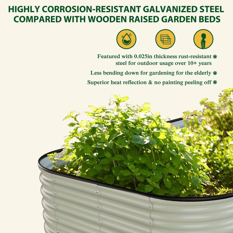 VEIKOUS 24''H Galvanized Raised Garden Bed, Durable Outdoor Planter Box with Rust-Resistant Steel