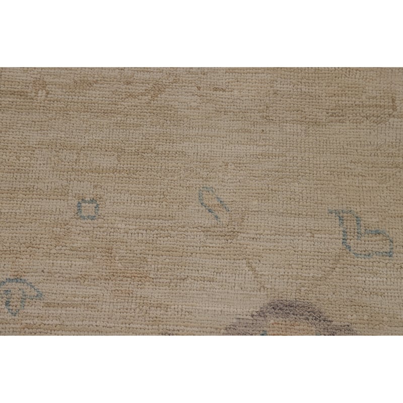Transitional Beige Oushak Turkish Large Rug Hand-Knotted Wool Carpet - 9'6"x 13'9"