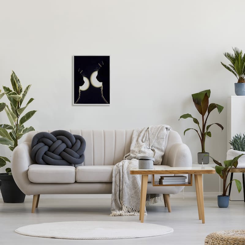 Stupell Two Black Cats Silhouettes Nighttime Moonlight Animals Framed Wall Art, Design by Daphne Polselli