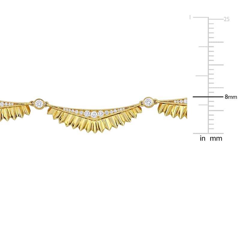 Miadora 1 1/6ct TDW Diamond Fan Shaped Necklace in 14k Yellow Gold - 17 in