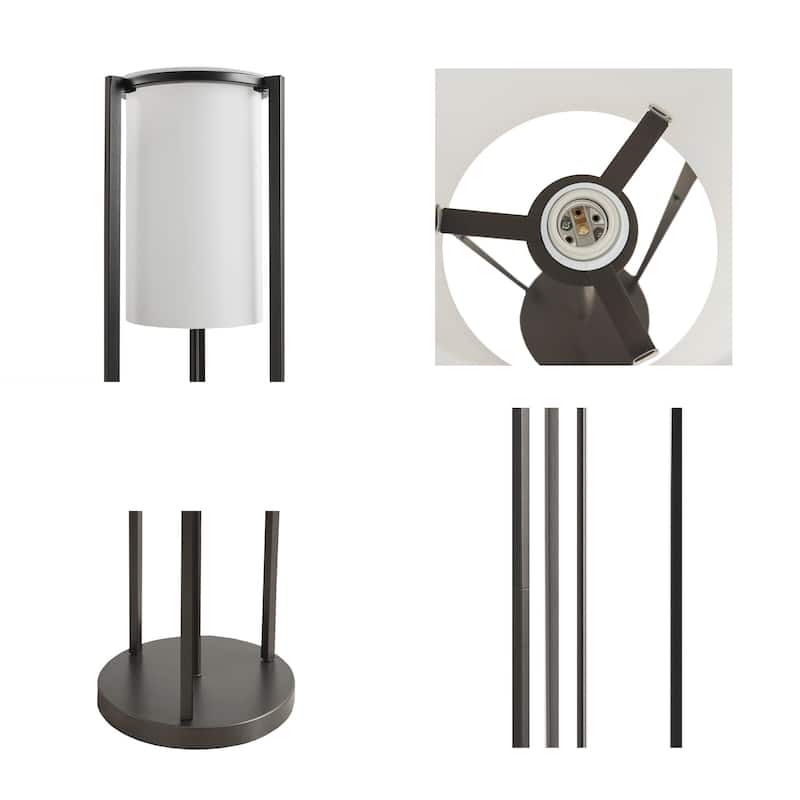 Martha Stewart Charlton Metal Floor Lamp with Glass Cylinder Shade - Dia.11" x 63"H