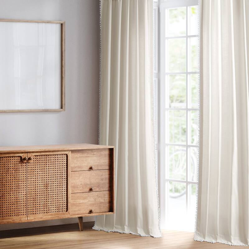 Exclusive Fabrics Bordered Textured Cotton Curtains For Bedroom & Living Room Curtains - Single Panel Drapes