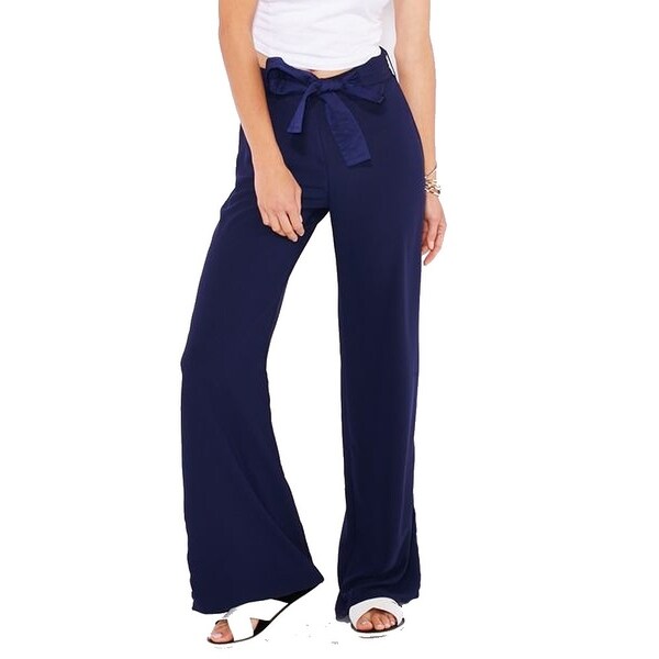 Navy blue wide leg dress pants clearance