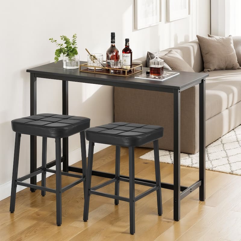 VECELO 24 Inch Counter Height Bar Stools, Backless Bar Stools Set of 2/4/6, Leather Kitchen Stools