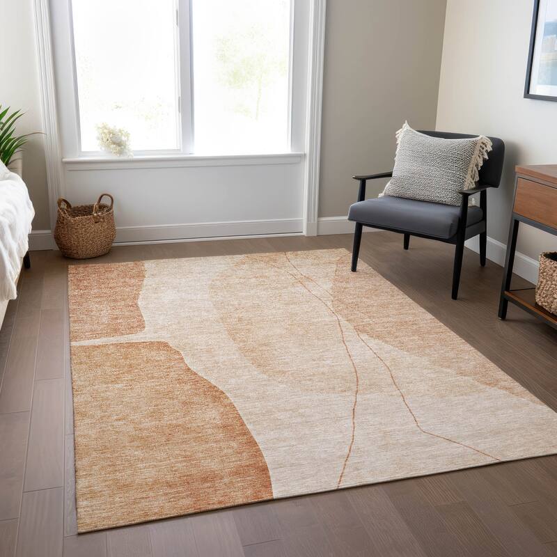 Machine Washable Indoor/ Outdoor Chantille Modern Abstract Rug - Terracotta - 2'6" x 3'10"
