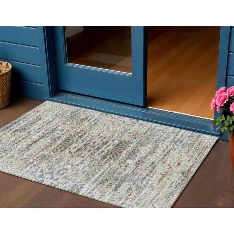 HomeRoots Moroccan Transitional Rectangle Outdoor Rug - 3' x 5'