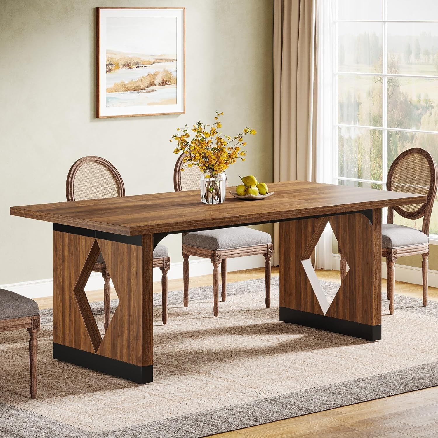63 Inches Rectangle Kitchen Dining Table for Home Rustic Brown 63 W x 31.5 D x 30 H Bed Bath Beyond 42334300