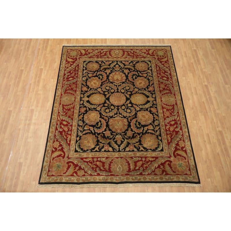 Hand Knotted Oriental 100% Wool Carpet Traditional All-Over Black Heriz (serapi) Area Rug - 9' 10'' X 8' 0''