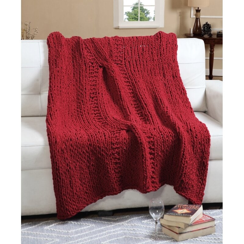 100 Percent Polyester Chenille Super Soft Chunky Knit Throw Blanket