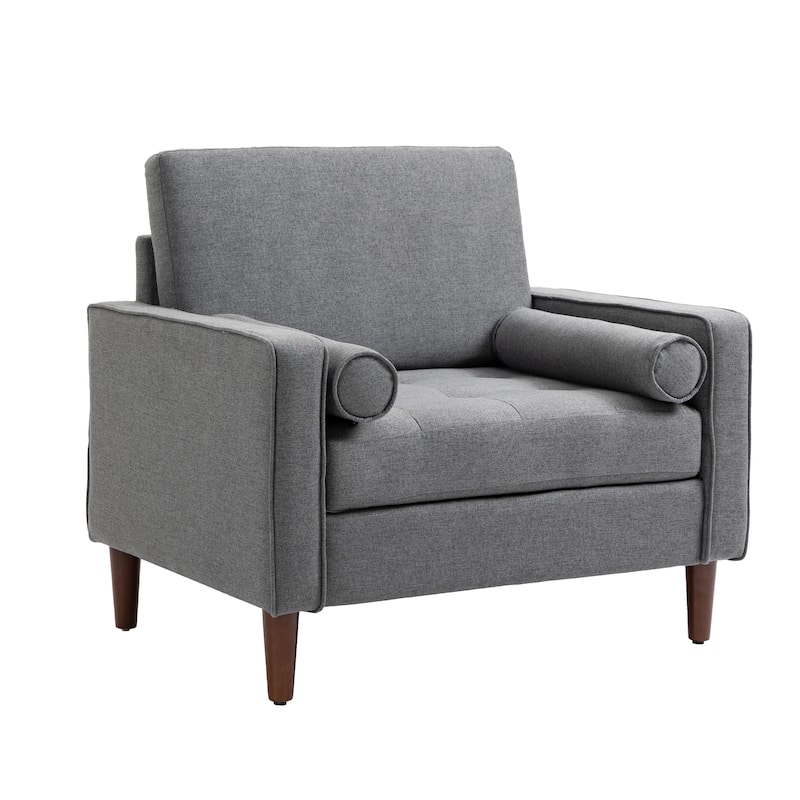 Oversized Accent Chair Linen Club Armchair with Pillows