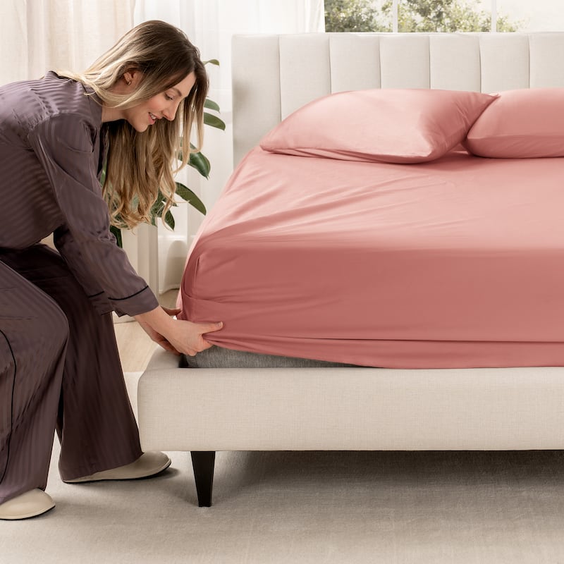 Bare Home Organic Cotton Fitted Sheet - Smoth Sateen Weave