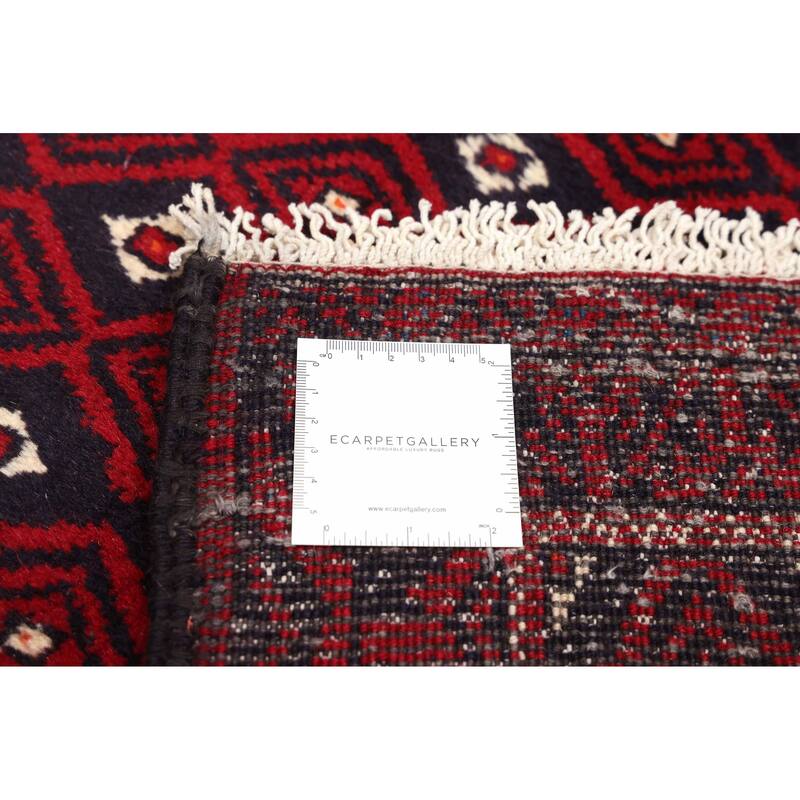 ECARPETGALLERY Hand-knotted Teimani Dark Navy, Red Wool Rug - 3'3 x 6'4