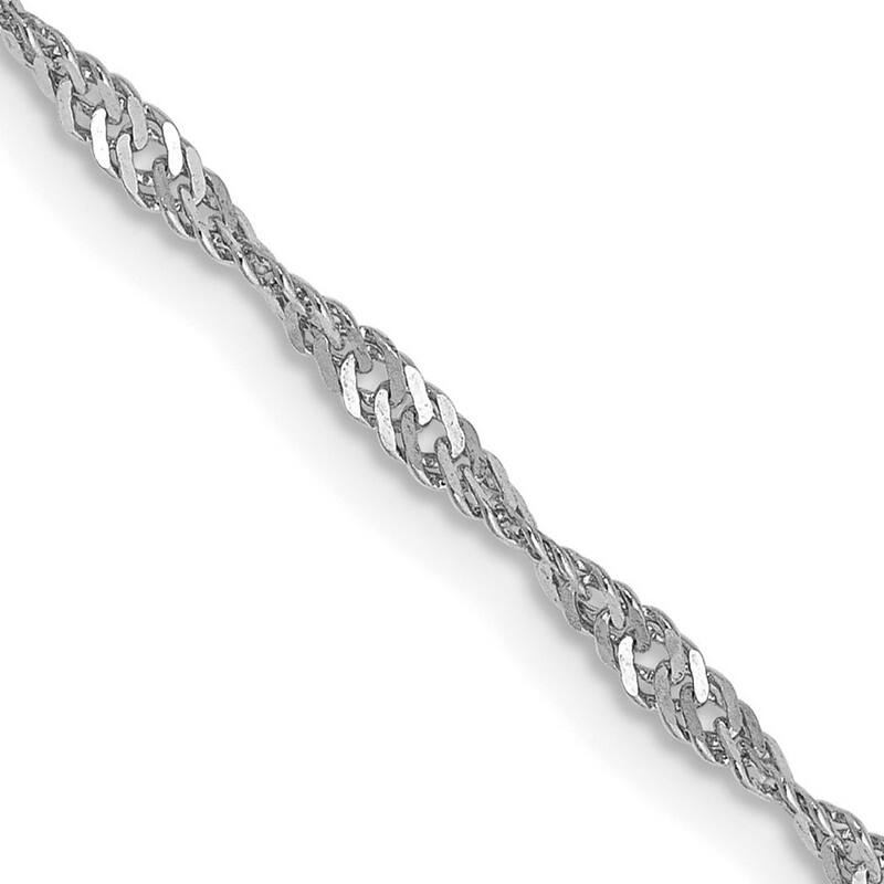 Curata 14k White Gold Solid 1.9mm Polished Singapore Chain Necklace (Lobster) Options: 16 18 20 24 30