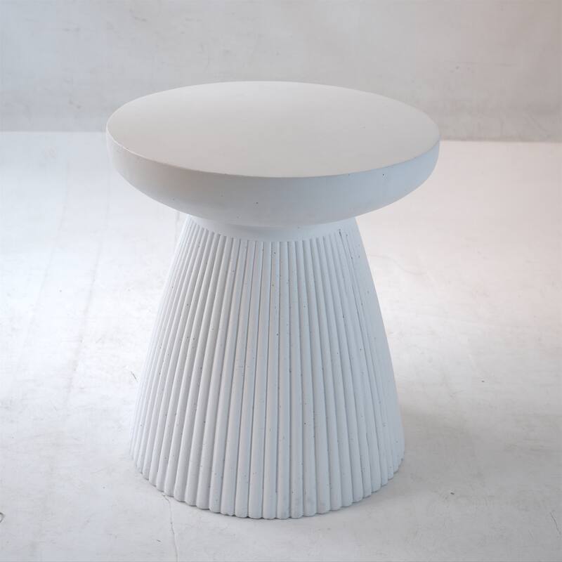 Decorative Garden End Table, 20.3" H Modern Heavy Duty Patio Sturdy Faux Terrazzo