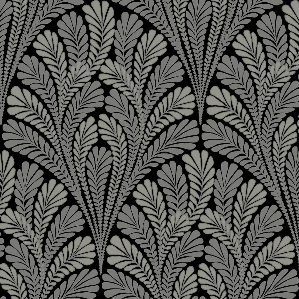 Fairfield Black/Glint Sure Strip Prepasted Damask Shell Damask Wallpaper Covers about 56 sq. ft.