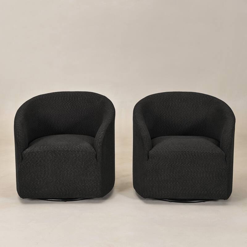 KINWELL 32"W Boucle Upholstered Swivel Barrel Armchair (Set of 2)