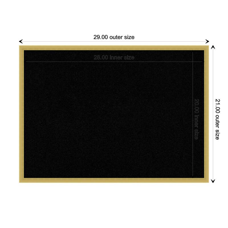 Svelte Wood Framed Black Corkboard Bulletin Board - Svelte Polished Gold - Board Size 28x20