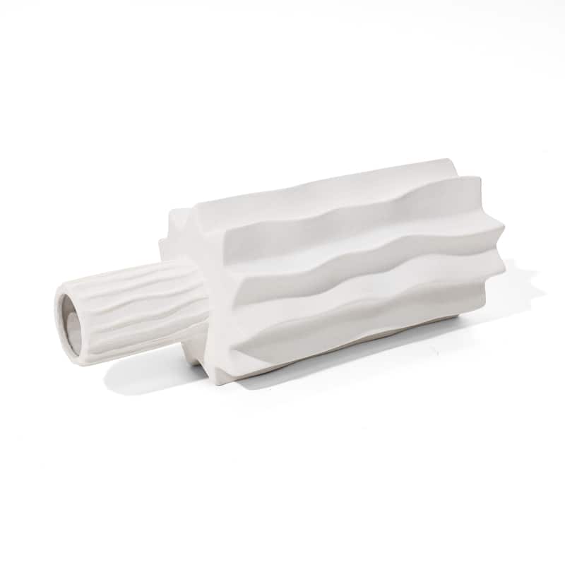 White Fluted Stoneware Table Vase (Single)