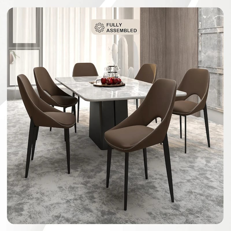 Amalfi Mid-Century Modern Upholstered Dining Chair - Open Back Side Chair with Metal Legs for Kitchen, Dining Room & Living Room