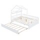 preview thumbnail 4 of 22, Pine Wood House-Shaped Bed with Twin Size Retractable Trundle, Kids Toddler Platform Bed with Apex Roof & Shelf, Full Size