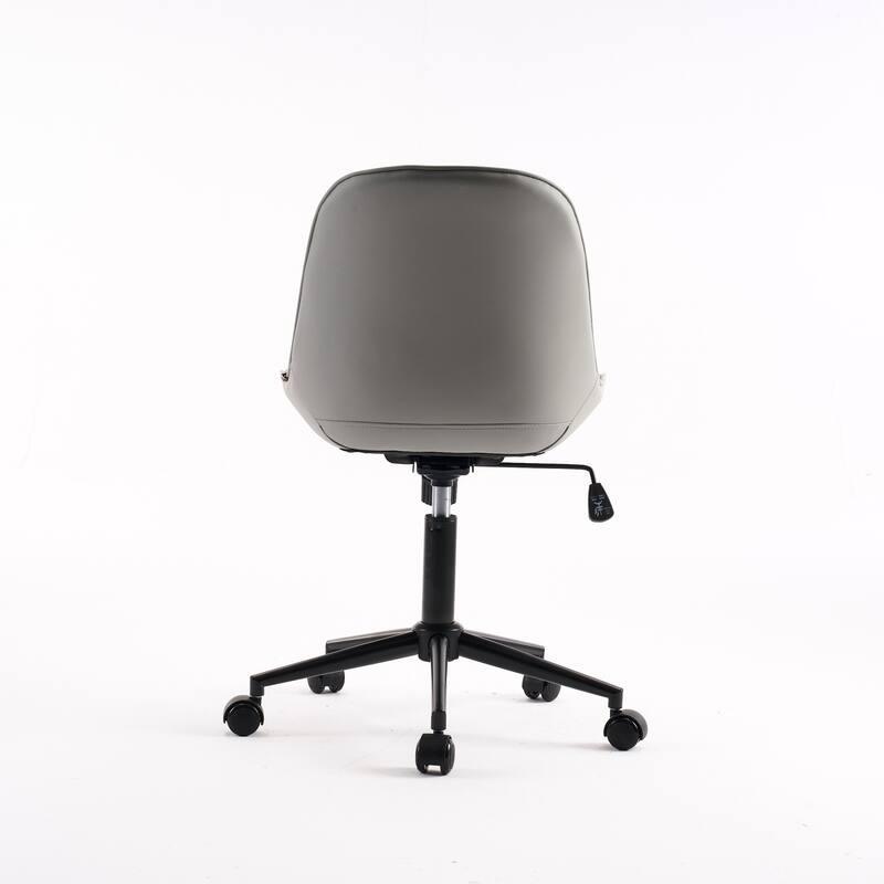 Armless Swivel Office Chair, Faux Leather Task Chairs with Wheels