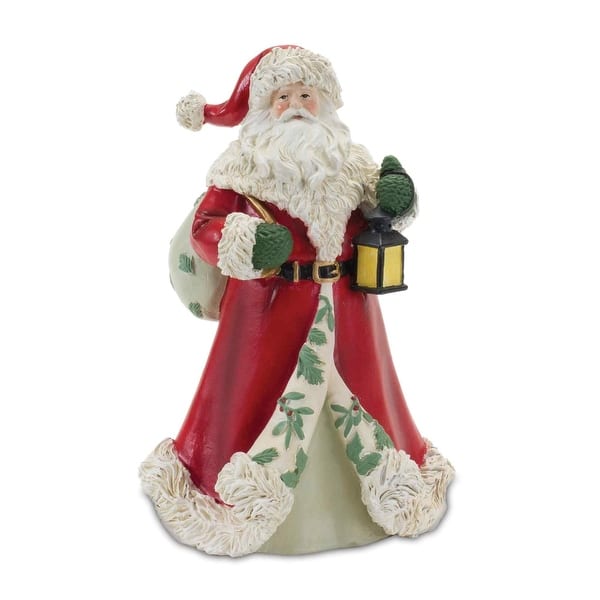 Set of 2 Red & Green Santa Lantern Tabletop Christmas Figurines 8.75 ...