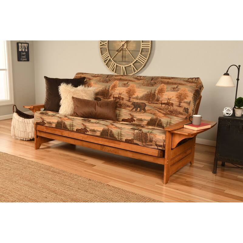 Copper Grove Dixie Honey Oak Full-size Futon Set with Suede Mattress - Canadian Wildlife