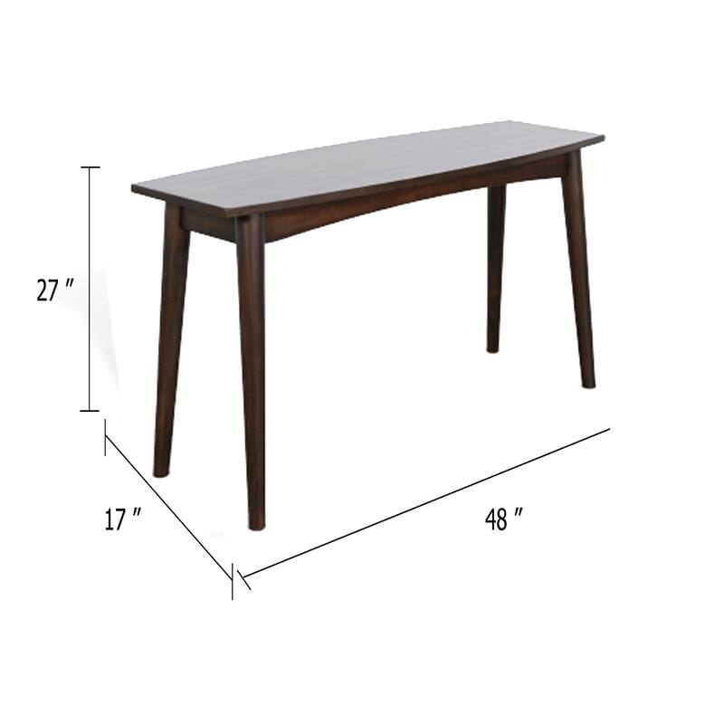 Neva Sofa Console Table, 48 Inch Rectangular, Angled Legs, Dark Brown